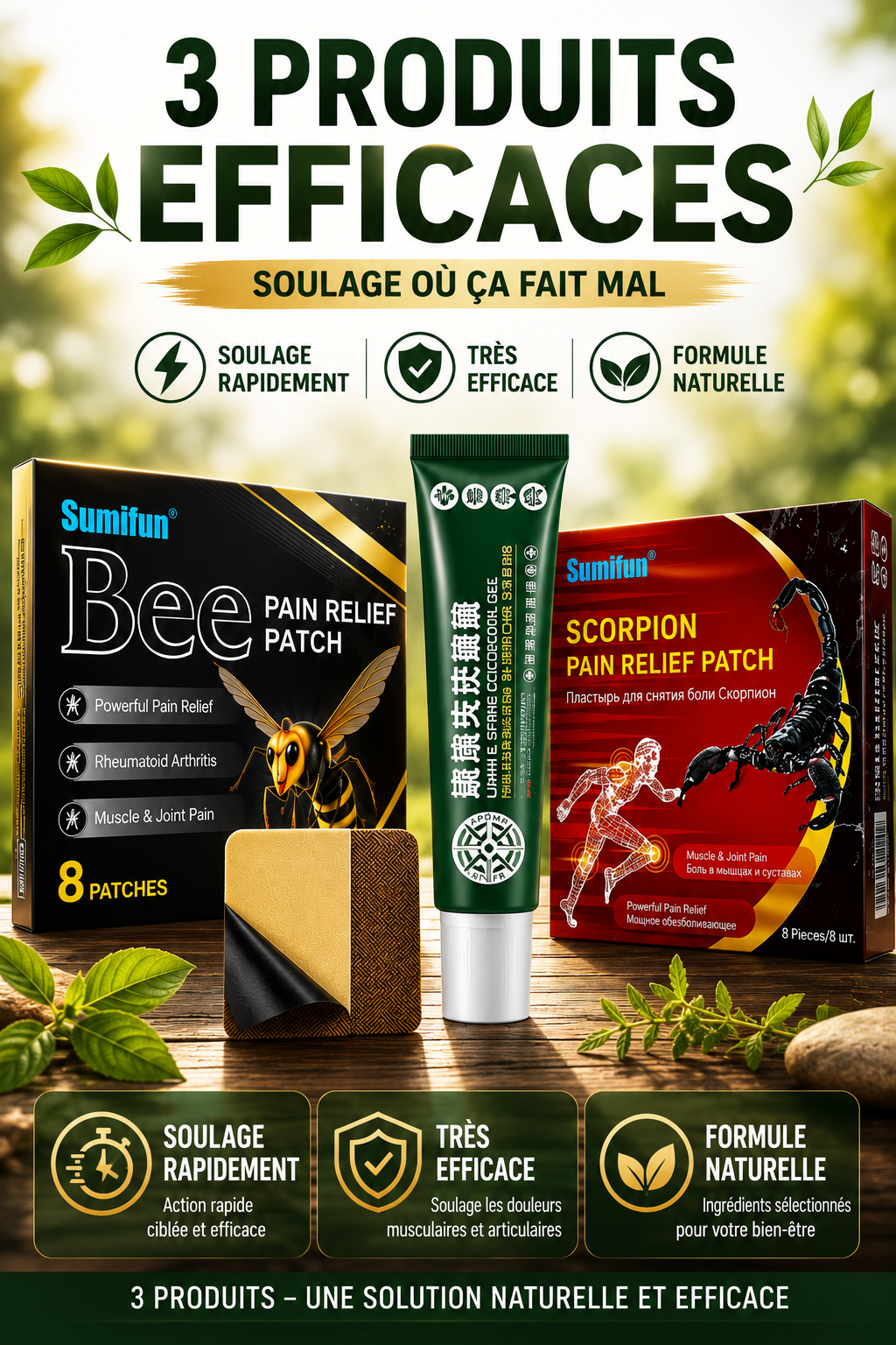 🔥 Le Pack Anti-Douleur 3-en-1 : Deux fois plus de soulagement, un seul prix exceptionnel !
2 boîtes de patchs + 1 pommade de massage pour un confort durable et une guérison complète !!