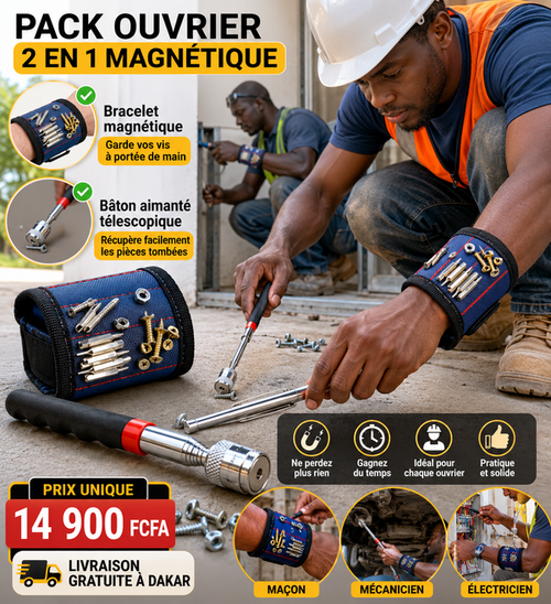 Pack Pro Bricolage Magnétique 3-en-1 — Bracelet + Bâton Télescopique LED ⭐ 4.9/5 (2639 avis)